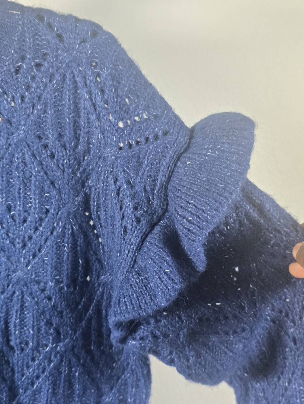 NWT Old Navy Blue Pointelle Knit Sweater Womens M Crew Neck Long Sleeve Cozy - Picture 5 of 9